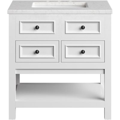 Hanover Roseville 31 in. Bathroom Vanity Set, Includes Sink, Countertop, Cabinet, 2 Drawers and Bottom Shelf, White