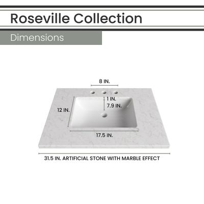 Image showing  Roseville 31 in. Bathroom Vanity Set, Includes Sink, Countertop, Cabinet, 2 Drawers and Bottom Shelf, White