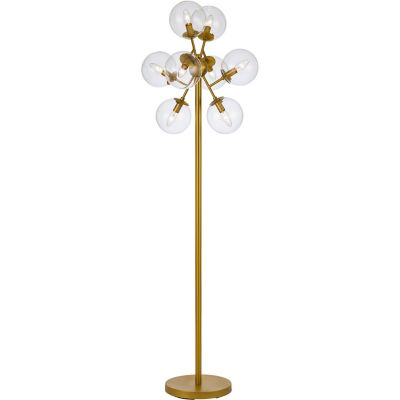 Hanover 64 in. Neve Gold Metal Floor Lamp with 8 Clear Glass Globes and Footswitch