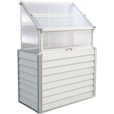 Hanover Elevated Compact Greenhouse with Single Garden Bed and Hidden Storage, 5.5 ft.