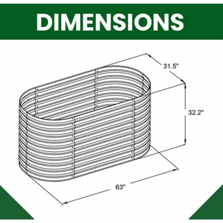 Hanover Galvanized Steel Oval Open Base Raised Garden Bed for Flowers Herbs and Vegetables 63 in. Raised Garden Beds