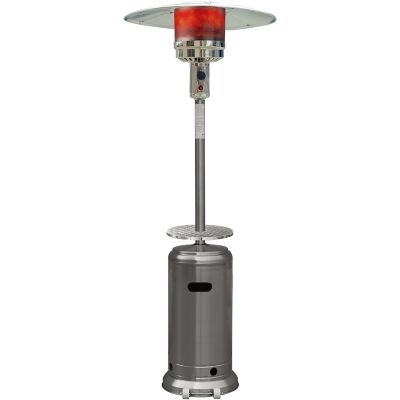 Hanover 41,000 BTU 7 ft. Steel Umbrella Propane Patio Heater, Stainless Steel