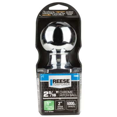 Image showing  1 in. Shank 6,000 lb. Capacity Interlock Chrome Hitch Ball, 2-5/16 in. Ball Diameter, 72806