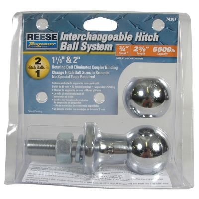 Image showing  3/4 in. Shank 500 lb. TW Capacity Interchangeable Hitch Ball, 1-7/8 in. and 2 in. Balls
