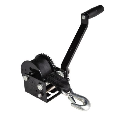 FULTON Single Speed Trailer Winch with 15 ft. Strap, 900 lb., Black