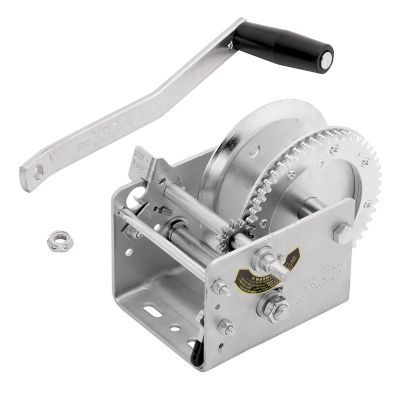 FULTON 2-Speed Trailer Winch, 2,600 lb., Mounting Holes on Center, Without Strap