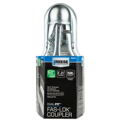 Reese Towpower Dual-Fit Fas-Lok Coupler, 2 in. Diameter Ball Size, Fits 2-1/2 in. & 3 in. Channel Width, 7004720