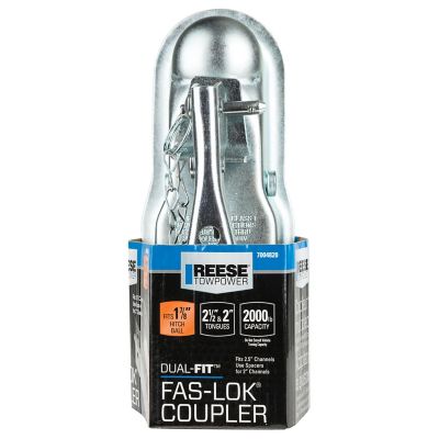 Reese Towpower Dual-Fit Fas-Lok Coupler, 1-7/8 in. Diameter Ball Size Fits 2 in. & 2-1/2 in. Channels, Zinc Finish