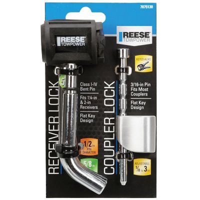 Image showing  Trailer Hitch Lock, Coupler Combo Lock Set, Fits 1-1/4 in. & 2 in. Receivers 1/2 in. & 5/8 in. Pin