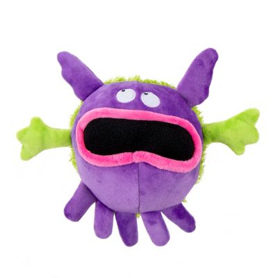 goDog Playclean Germs Monster Squeaker Plush Pet Toy, Large