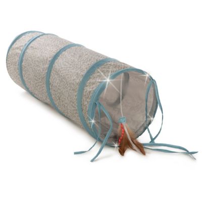 Image showing  25 in. Twinkle Tunnel Electronic Light-Up Rustling Activity Cat Tunnel, Gray/Blue