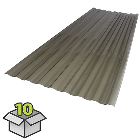Palram Suntuf Roofing Panels, 26 in. x 72 in., Solar Gray, 10-Pack, 400986