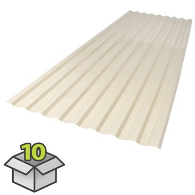 Palram Suntuf Roofing Panels, 26 in. x 72 in., Smooth Cream, 10-Pack, 400987