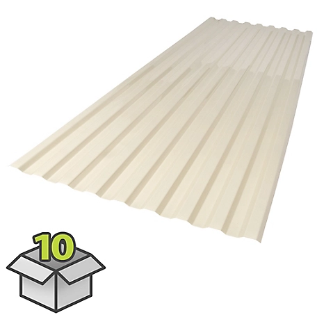 Palram Suntuf Roofing Panels, 26 in. x 72 in., Smooth Cream, 10-Pack, 400987