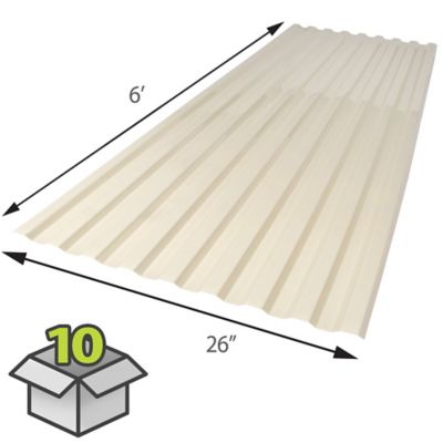 Image showing  Roofing Panels, 26 in. x 72 in., Smooth Cream, 10-Pack
