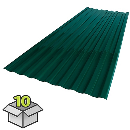 Palram Suntuf Roofing Panels, 26 in. x 72 in., Hunter Green, 10-Pack, 400990