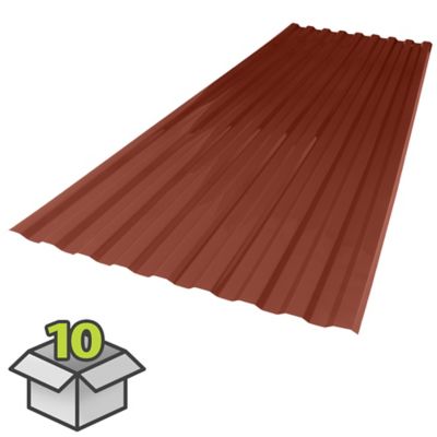 Palram Suntuf Roofing Panels, 26 in. x 72 in., Red Brick, 10-Pack, 400992