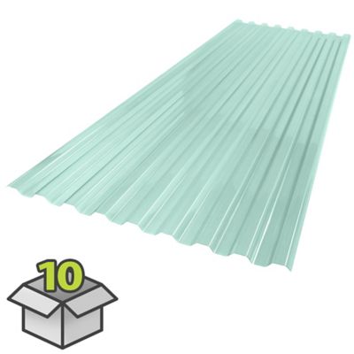 Palram Suntuf Roofing Panels, 26 in. x 72 in., Sea Green, 10-Pack, 400993