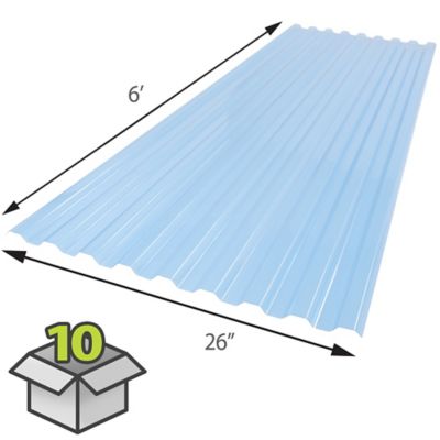 Image showing  Roofing Panels, 26 in. x 72 in., Sky Blue, 10-Pack