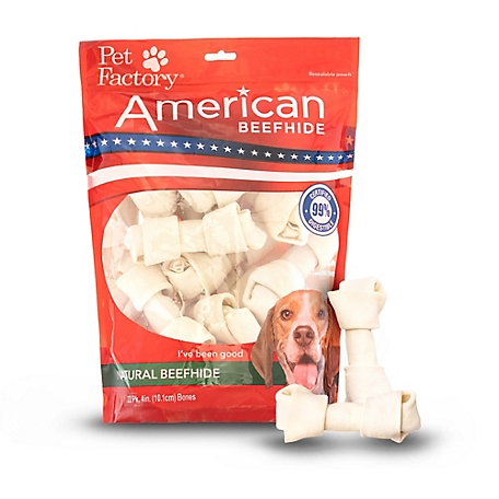Pet Factory American Beefhide Bones Natural Flavor Dog Chew Treats, 4-5 in., 22 ct.