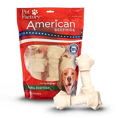 Pet Factory American Beefhide Bones Natural Flavor Dog Chew Treats, 6-7 in., 10 ct.