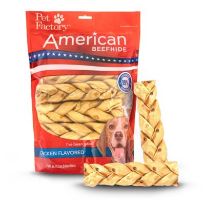 Pet Factory American Beefhide Braided Sticks Chicken Flavor Dog Chews, 6 in., 14 ct.