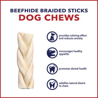 Image showing  Natural Flavor American Beefhide Braided Sticks Dog Chew Treats, 6 in., 14 ct.