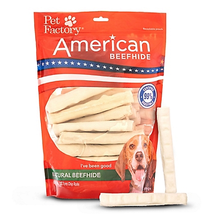 Pet Factory Natural Flavor American Beefhide Chip Rolls Dog Chew Treats, 5 in., 50 ct.