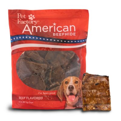 Pet Factory Beef Flavor American Beefhide Chips Dog Chew Treats, 32 oz.