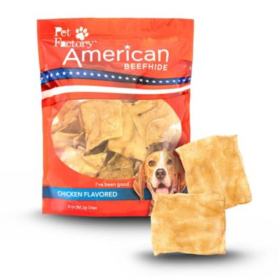 Pet Factory Chicken Flavor American Beefhide Chips Dog Chew Treats, 32 oz.