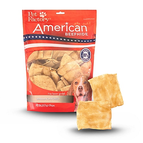 Pet Factory Vanilla Flavor American Beefhide Chips Dog Chew Treats, 22 oz.