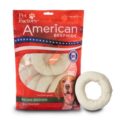 Pet Factory Natural Flavor American Beefhide Donuts Dog Chew Treats, 3-4 in., 8 ct.
