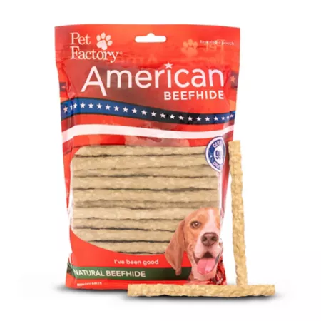 Pet Factory - Munchy American Beefhide Dog Treats Natural Flavor 5 in 1.5 lb. Dog Bones Rawhide & Rawhide Alternative