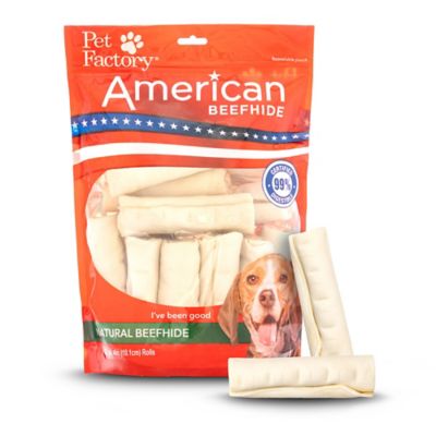 Pet Factory Natural Flavor American Beefhide Rolls Dog Chew Treats, 4-4.5 in., 22 ct.