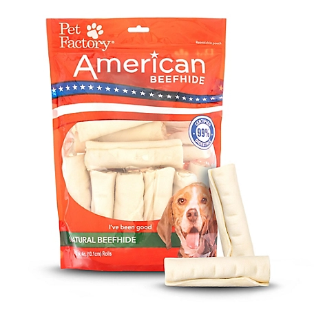 Pet Factory Natural Flavor American Beefhide Rolls Dog Chew Treats, 4-4.5 in., 22 ct.