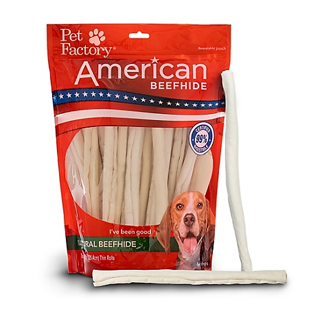 Pet Factory American Beefhide Thin Rolls Natural Flavor Dog Chews, 10 in., 35 ct.