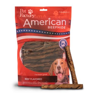 Pet Factory 5 in. American Beefhide Beef Flavor Twist Sticks Dog Chew Treats, 5 in., 1 lb.