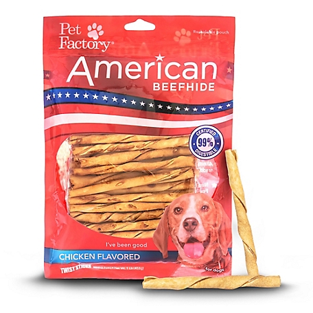 Pet Factory Chicken Flavor American Beefhide Twist Sticks Dog Chew Treats, 5 in., 1 lb.