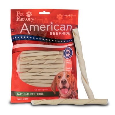 Pet Factory Natural Flavor American Beefhide Twist Sticks Dog Chew Treats, 5 in., 1 lb.