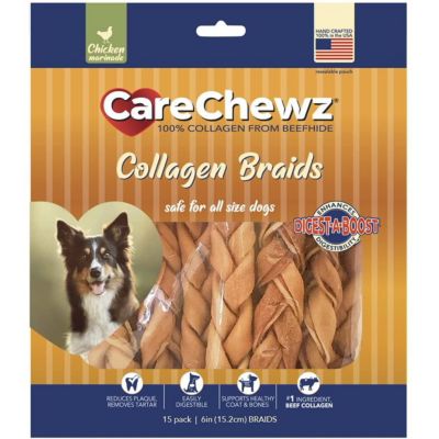 Pet Factory CareChewz Chicken Marinade Flavor Collagen Skinny Braid Sticks Dog Chew Treats, 6-7 in., 15 ct.