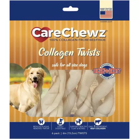 Pet Factory CareChewz Twist Keys Collagen Dog Chews Natural Flavor 6-7 in 6 ct Dog Bones Rawhide & Rawhide Alternative