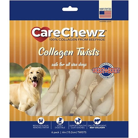 Pet Factory CareChewz Natural Flavor Collagen Twist Keys Dog Chew Treats, 6-7 in., 6 ct.