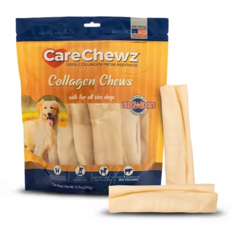 Pet Factory CareChewz Small Collagen Dog Chews Natural Flavor 6-7 in 12 ct Dog Bones Rawhide & Rawhide Alternative