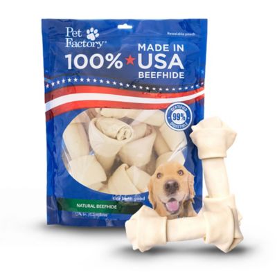 Pet Factory Made in USA Beefhide Bones Natural Flavor Dog Chews, 6 in., 12 ct.