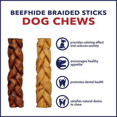 Image showing  7 in. American Beefhide Beef and Chicken Flavor Braided Sticks Dog Chew Treats, 6 ct.