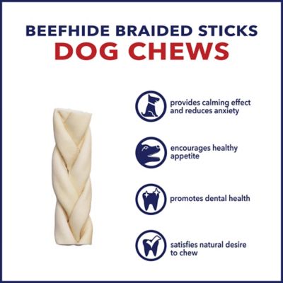 Image showing  6 in. American Beefhide Natural Flavor Braided Sticks Dog Chew Treats, 6 ct.