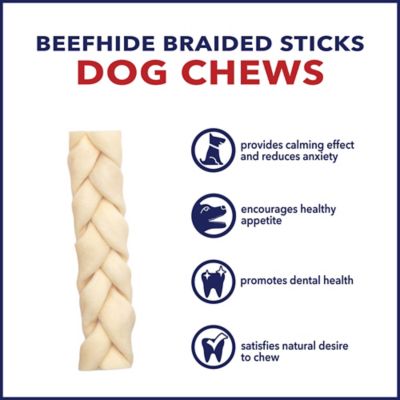Image showing  7 in. American Beefhide Natural Flavor Braided Sticks Dog Chew Treats, 6 ct.
