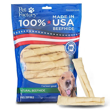Pet Factory Made in USA Beefhide Chip Rolls Natural Flavor Dog Chews, 5 in., 18 ct.