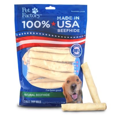 Pet Factory Natural Flavor Made in USA Beefhide Chip Rolls Dog Chew Treats, 5 in., 22 ct.