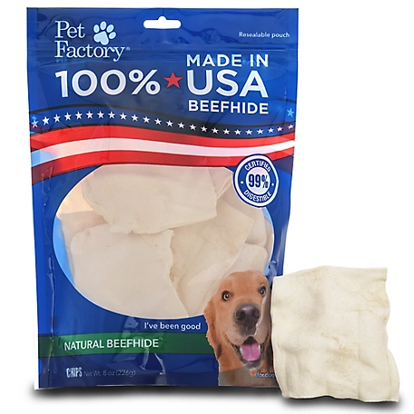 Pet Factory Made in USA Beefhide Chips Natural Flavor, 8oz